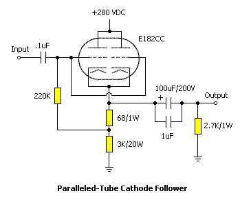 Schematic for cathode follower output stage.