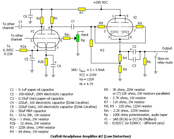 Schematic for version 2 headphone amp.