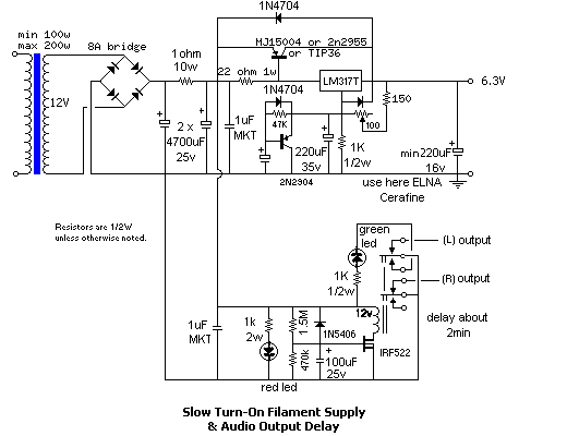 Schematic for slow-on filament supply.